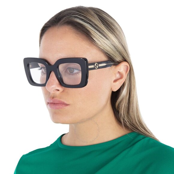 NEW GUCCI EYEGLASSES GUCCI GG1554O 001 SHINY BLACK EYEWEAR - Picture 3 of 4